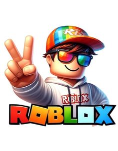 robblox is giving the peace sign with his hand