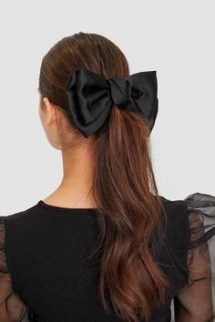 Half Bun Hairstyles, Easy Trendy Hairstyles, Black Hair Bows, Bow Hairstyle, Holiday Hairstyles, Diy Hair Accessories, 가을 패션, Elegant Hairstyles