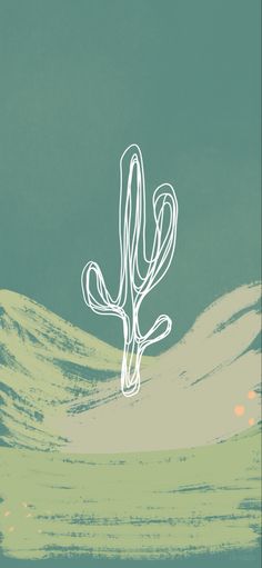 a drawing of a cactus on a green background