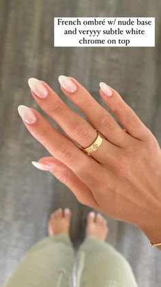 Hoco Nails Ombre, Formal Neutral Nails, Bridesmaid Nail Inspiration, Ombré Bride Nails, Simple Almond French Tip Nails, Minimalist Nails Wedding, Business Nails Classy Almond, Simple Wedding Nail Designs, Neutral Nails Engagement Photos