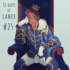 a man sitting in a chair with a crown on his head and the words 3 days of lance 25