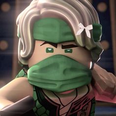 the lego character is wearing a green bandana