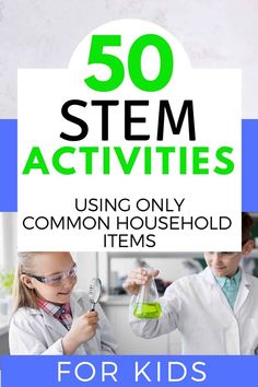 These fun STEM activities use only common household items that you probably already have laying around the house. These fun, educational activities will not only keep your kids happy and busy, but they will also help them continue to actively learning while they create, solve problems, and play. STEAM activities. STEM ideas. Boredom busters for kids. science experiments for kids. Easy Stem Projects, Easy Stem Activities, Simple Stem Activities, Preschool Homeschooling, Stem Activities For Kids, Stem Activities Preschool, Stem Club, Elementary Stem Activities, Fun Stem Activities