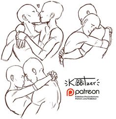 some drawings of people hugging each other