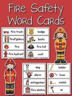 the fire safety word cards are great for teaching children to read and practice their skills