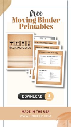 the moving binder printables package is shown with instructions for how to use it