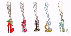 Monster High Shoes Drawing, Character Design Disney, Ella Shoes, Madeline Hatter, Different Drawing Styles