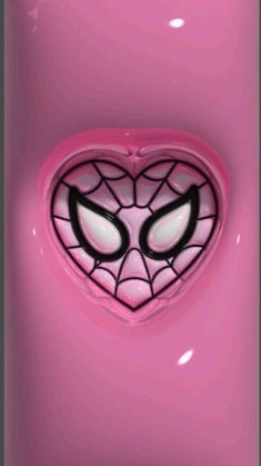 a pink phone case with an image of spiderman's face in the center