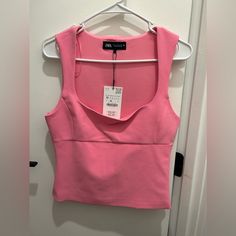 Brand New Zara Pink Going Out Top. Size M Pink Going Out Top, Pink Stretch Top By Zara, Zara Feminine Pink Top, Zara Fitted Pink Tank Top, Zara Pink Party Crop Top, Fitted Pink Zara Tank Top, Fitted Zara Pink Tank Top, Pink Stretch Zara Top, Zara Pink Fitted Tank Top