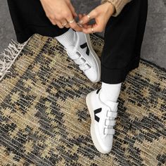 Asphaltgold GmbH & Co. KG on Instagram: “Clean style, sustainable materials and a special detail: the V-Lock comes with velcro straps instead of laces!⁣⁣ ⁣⁣ Veja V-Lock Leather…” Sustainable Materials, Velcro Straps, White Sneaker, Aesthetic Clothes, White And Black, Leather Upper, My Style