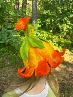 Beautiful bell flower hat with rolled stem Pixie hat, Winter hat, Fairy hat, Theater hat, Womens hat, felt wool hat Unique hat in which you will feel amazingly good. It is from natural material and created with love. Warmth, coziness, pleasure and festive feeling will embrace you. Good mood is guaranteed. A good gift for a good person. Hat has a wide usage: it can be a sauna hat, an everyday hat, or a hat for a special occasion. As a sauna hat it will protect your head and hair from the heat, as Whimsical Felt Costume Hat With Curved Brim, Handmade Whimsical Felt Hat With Short Brim, Handmade Whimsical Short Brim Felt Hat, Whimsical Brimmed Felt Hat, Whimsical Felt Hat With Curved Brim, Whimsical Fitted Brimmed Costume Hats And Headpieces, Adjustable Whimsical Felt Hat, Whimsical Handmade Felt Costume Hats And Headpieces, Whimsical Handmade Felt Hat