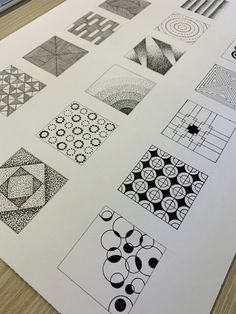 several different patterns are shown on the paper