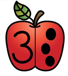 an apple with the number three inside it