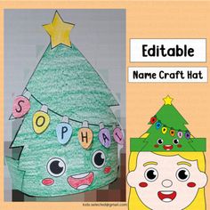 Christmas Activities : Christmas Tree Name Craft HatEditable & Non Editable► Writing / Coloring / Cut and Paste Activity► Colored Template / B&W Template► Fine Motor Skill / Scissor Skill► Art Project for December► Great for Preschool / Kindergarten / Grade 1st / 2nd / 3rd► 14 Pages►This pro... Christmas Tree Name Craft, Christmas Hat Craft, Diy Christmas Hats, Christmas Tree Headband, Tree Name, Crown For Kids, Name Crafts, Light Writing, Crown Crafts