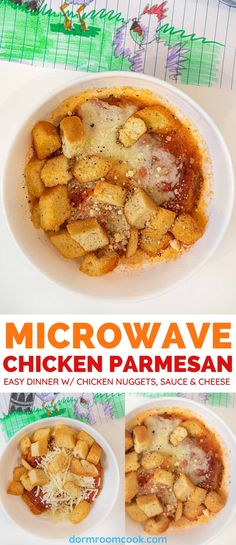 microwave chicken parmesan in a white bowl