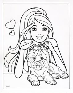 the princess and her dog coloring page