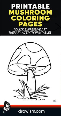 an adult coloring book with the title printable mushroom coloring pages