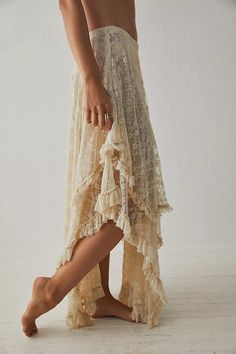 French Courtship Half Slip | Free People Long Skirt Summer, Lacey Tops, Coverup Skirt, Half Slip, Lace Print, Floral Maxi Skirt, Boho Skirts, Long Skirts, Boho Stil