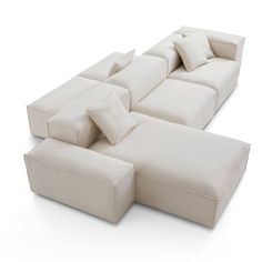 Freedom Modular Double Sided Sectional Sofa-Beige-143.7"-Low & High Double Sided Couch, Sectional Sofa Beige, Halloween Furniture, Sabi Style, Luxury Arm Chair, Healthy Comfort, Sofa Beige, Wabi Sabi Style, Double Chaise Sectional