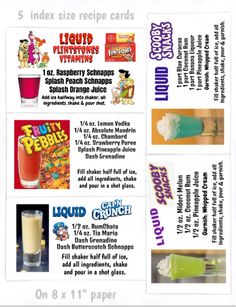 an advertisement for liquid gums with pictures of different flavors and ingredients on it, including lemonade, grapefruit,