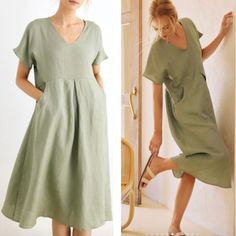 Upgrade Your Summer Wardrobe With This New Plus Grae Cove Nwt Sage Green 100% Linen Ainsley Flattering Short Sleeve Dress. This Dress Is Not Only Stylish, But Also Comfortable And Practical For Any Occasion. Made From High-Quality Linen, It Features A Flattering Silhouette And Short Sleeves That Will Keep You Cool On Hot Days. Available Now In Sage Green, This Dress Is A Must-Have For Every Fashion-Forward Woman. - Lightweight And Breathable - Suitable For Any Occasion - High-Quality Linen Mater Comfy Travel, Sage Green Dress, Spring Vacation, Rayon Pants, Coastal Chic, Window Shopping, Short Sleeve Dress, Fit N Flare Dress, Hot Days