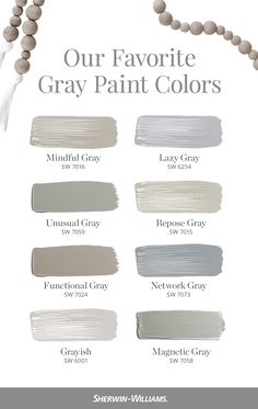 the color chart for our favorite gray paint colors