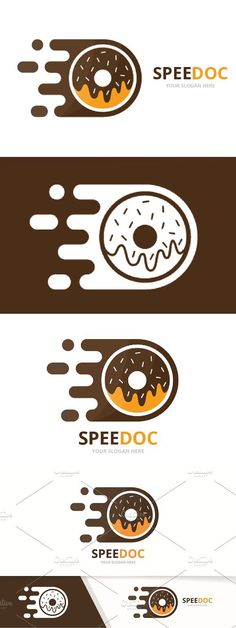 three different logos with donuts on them