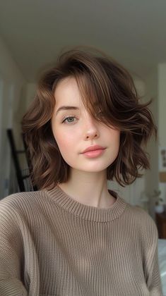 Long Womans Haircut, Womens Haircut Styles, Haircuts For Thick Coarse Wavy Hair, Short Hair With Layers Round Face, Haircut Oval Face Woman, Hair Styles Short Hair Women, Short Wavy Haircuts For Women, Short Hair Styles Women, Short Hair Cuts Styles