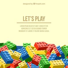 a pile of legos with the words let's play