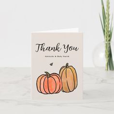 a thank card with two pumpkins on it