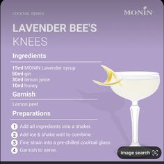 a cocktail glass with lemon wedges in it and instructions on how to make the drink