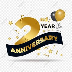 two year anniversary celebration with balloons and stars on transparent background, hd png clipart