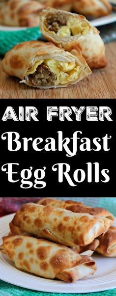 air fryer breakfast egg rolls on a plate