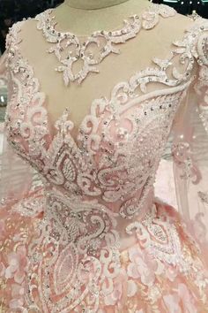 This dress could be custom made, there are no extra cost to do custom size and color. Long Sleeve Wedding Dress Ball Gown, Haute Couture Wedding Dress, Long Sleeve Bridal Gown, Bridal Gowns Vintage, Pink Ball Gown, Wedding Dresses Cinderella, Bridal Ball Gown, 2015 Wedding Dresses, Sleeve Wedding Dress