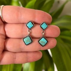 Handcrafted Silver And Turquoise Dangle Earrings. Stamped Atc.925. Turquoise Dangle Earrings, Turquoise Earrings Dangle, Dry Creek, Earrings Color, Dangle Earrings, Jewelry Earrings, Womens Sizes, Women Jewelry, Turquoise