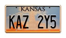 kansas license plate with the capitol building in the background