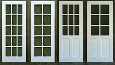 three white doors with windows on each side