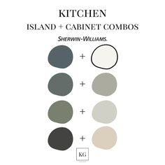 the kitchen island and cabinet combos are shown in shades of gray, white, and black