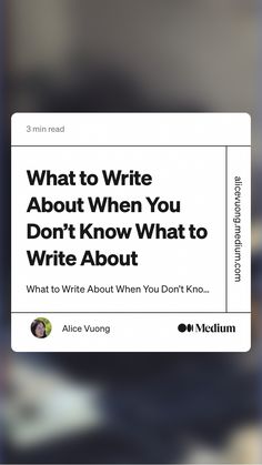 an instagram page with the text what to write about when you don't know what to write about