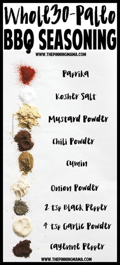 a poster with different types of seasonings on it