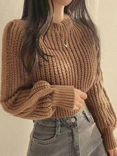 Women's Round Neck Solid Color Casual Long Sleeve Pullover Sweater, Autumn Coffee Brown Casual  Long Sleeve Knitwear Plain Pullovers High Stretch  Women Clothing, size features are:Bust: ,Length: ,Sleeve Length: Sweaters For Women Shein, Pretty Sweaters For Teens, Tight Fall Sweaters, Winter Sweaters For Women Shein, High Waisted Sweaters, Cute Sweaters Brown, Chunky Knit Sweater Brown, Thick Sweaters Lightinthebox, Chunky Sweater Brown