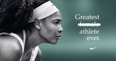 a black and white photo of a tennis player with the words greatest female athlete ever