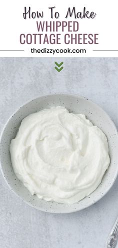 a white bowl filled with whipped cottage cheese