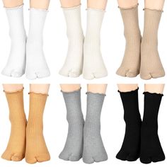 PRICES MAY VARY. Package Quantity: you will receive 6 pairs of big toe separator socks in different colors, gray, khaki, beige, white, black, yellow, suitable for most young men and women; And the good elasticity makes it fit tightly to your calf, not easy to loosen or fall off, bringing you a comfortable wearing experience, please confirm the size before purchasing Breathable and Soft Material: these split toe socks are made of cotton, stretchy and breathable, soft and comfortable, moisture wic Socks Ruffle, Tabi Socks, Toe Separator, Toe Socks, Socks For Men, Kinds Of Shoes, Gifts For Your Boyfriend, Socks And Sandals, Young Men