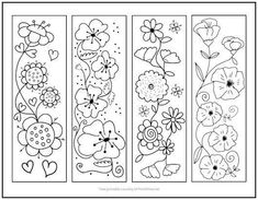 four bookmarks with flowers and animals on them