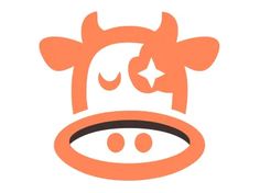 an orange cow with a crown on it's head is seen in this logo