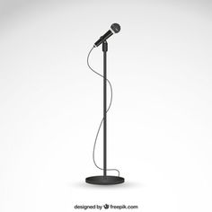 a microphone on top of a black stand