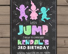 this is a birthday card for a kids's party with the name jump on it