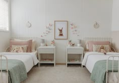 Pretty Traditional modern girl's bedroom Two Girls Room Ideas, Girls Room With Twin Beds, Crib And Toddler Bed Shared Room, Twin Girl Bedroom Ideas, Scandinavian Girls Bedroom, 2 Girls Room, Toddler Bedding Girl, Sisters Bedroom Ideas