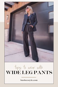 Looking for chic ways to style wide-leg pants? We've got you covered with 12 tops that pair perfectly with wide-leg trousers for a polished and modern look. From business casual to weekend vibes, these tops will elevate your style effortlessly. #WideLegPants #FallFashion #StyleInspo Feminine Trouser Outfits, Wide Leg Pinstripe Pants Outfit, How To Style Wide Leg Pants For Work, High Rise Wide Leg Pants Outfit, Wide Leg Black Pants Outfit For Work, Black Trousers Outfit Work, Trousers Outfit Work, Wide Leg Black Pants Outfit, Pant Outfit Ideas